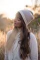 Kaszmirowa dwustronna czapka beanie beż/krem