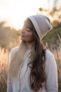 Kaszmirowa dwustronna czapka beanie beż/krem