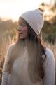 Kaszmirowa dwustronna czapka beanie beż/krem