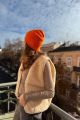 Kaszmirowa dwustronna czapka beanie pomarańcz / żółty