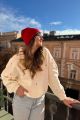 Kaszmirowa dwustronna czapka beanie czerwona / różowa