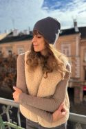 Kaszmirowa dwustronna czapka beanie grafit / szara