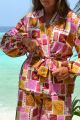 Kimono z balonowymi rękawami w patchworkowy print w stylu vintage